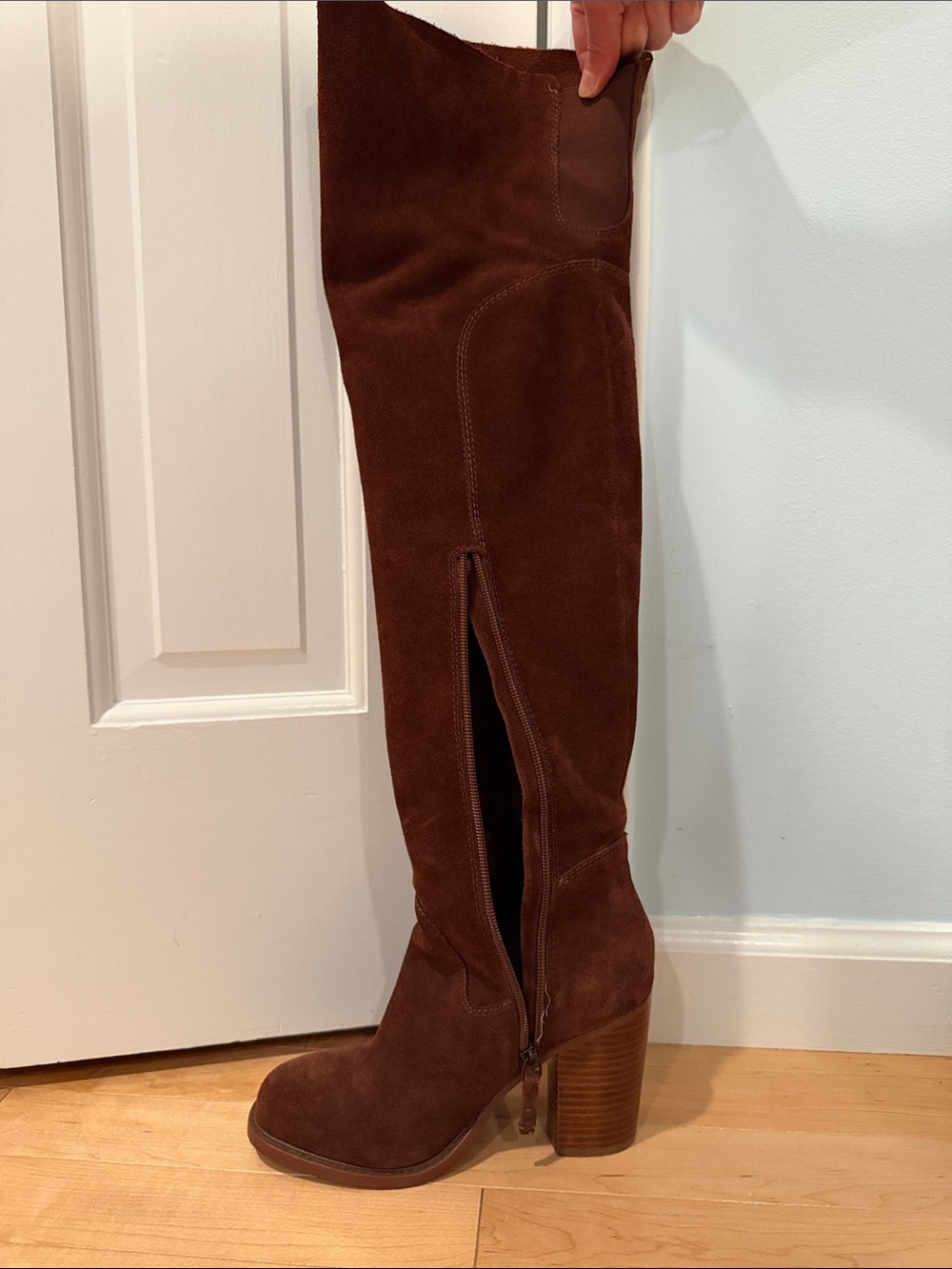 Kelsi-Dagger Genuine Brown Suede OTK Boots